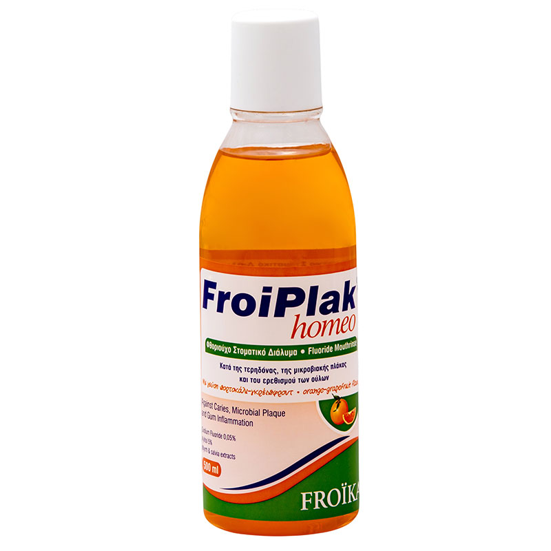 Froika Froika Froiplak Homeo 500ml Πορτοκάλι -Γκρειπ Φρουτ Συμβάλλει στην ισχυροποίηση της αδαμαντίνης και της οδοντίνης -healthspot overespa