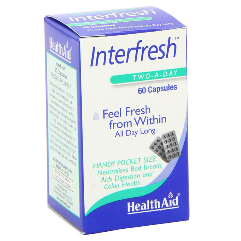 Health aid interfresh breath fresh 50caps Κάψουλες που προσφέρουν φρεσκάδα και δροσερή αναπνοή - healthspot overespa