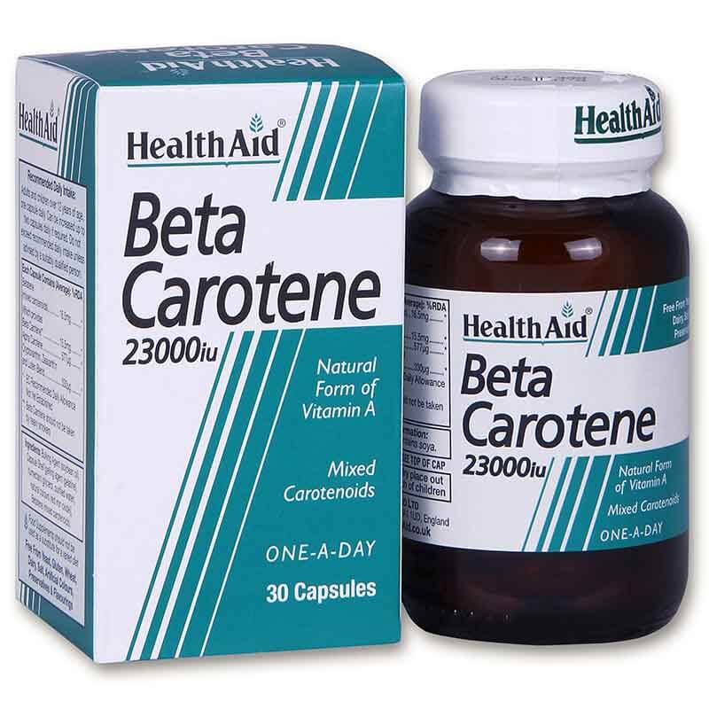 Health Aid Beta Carotene 15 mg  Κάψουλες με την ευεργετική δράση της βιτ. Α Healthspot Overespa