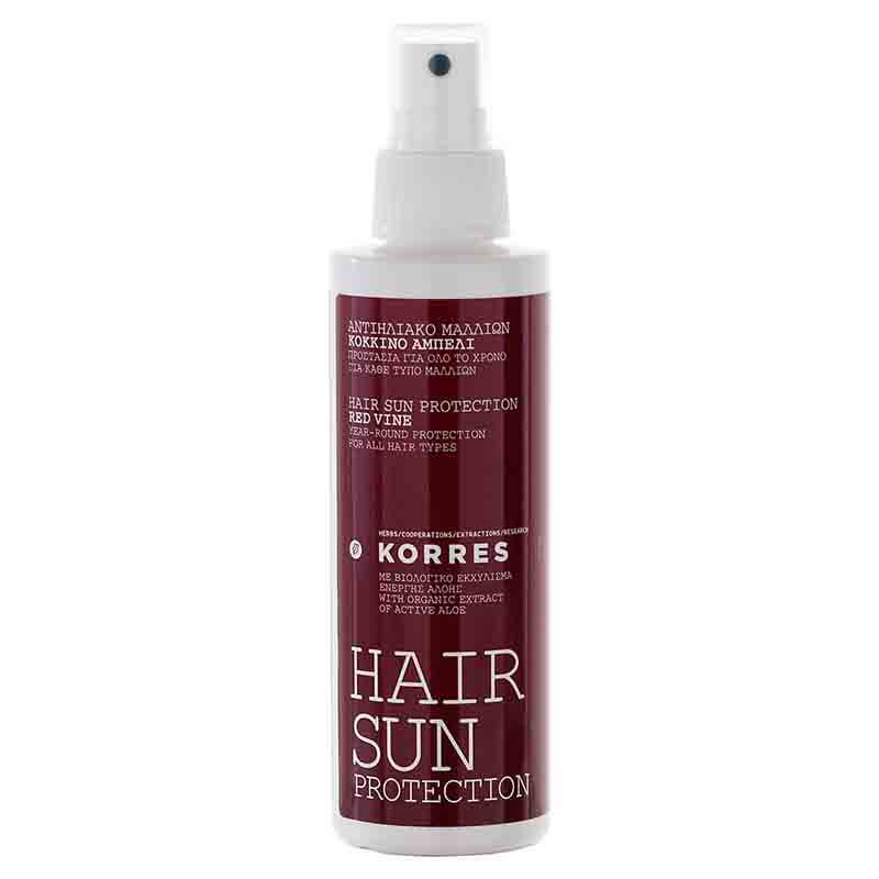 korres Hair Sun Protection Αντιηλιακό γαλάκτωμα για τα μαλλιά, Red Wine, 150ml Healthspot Overespa