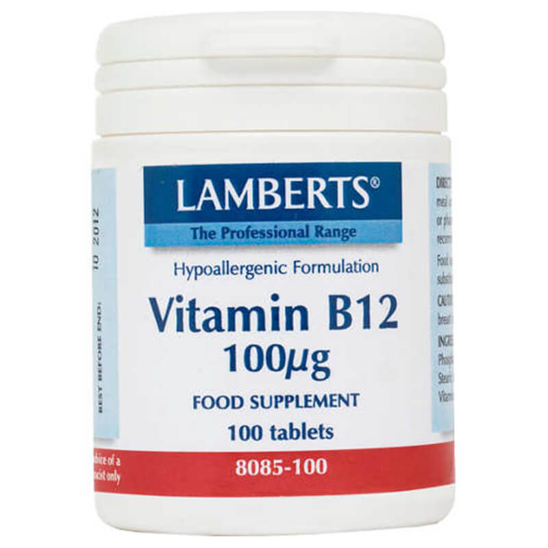 Lamberts Vitamin B12 Συμβάλλει στη λειτουργία του ανοσοποιητικού, 100 Mg 100 Tabs Healthspot - Overespa