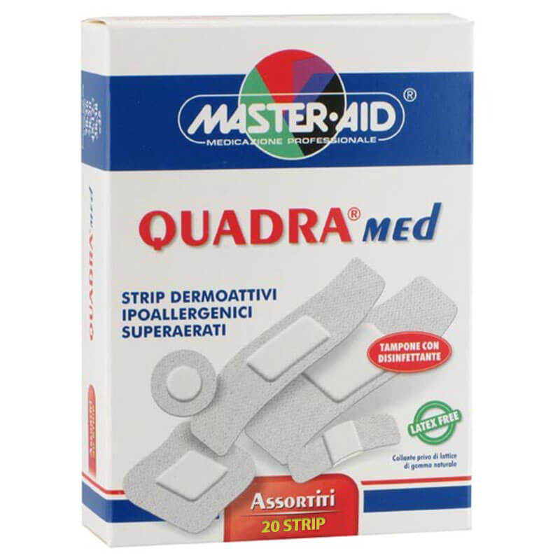 Master aid Quadra assortiti 20 strips Διαφανής, αδιάβροχος αυτοκόλλητος μικροεπίδεσμος -healthspot overespa