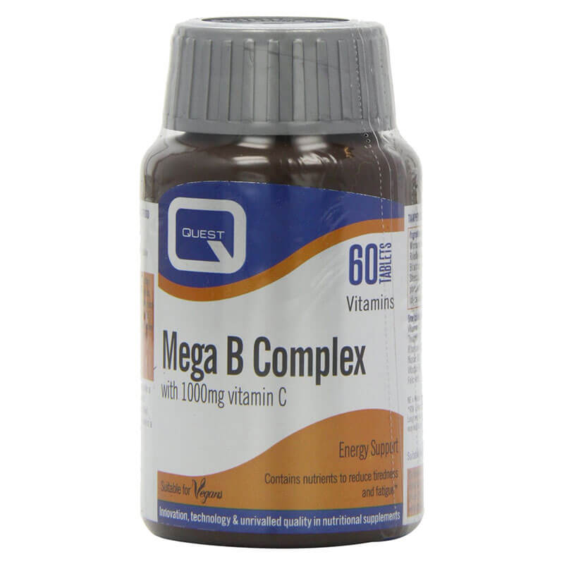 Quest Mega B Complex 1000mg 60tabs Ιδανικό για άτομα με έντονο τρόπο ζωής -healthspot overespa
