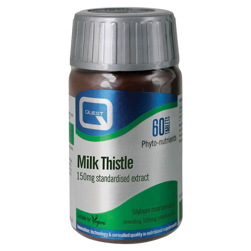 Quest Milk Thistle 150mg Extract 60tabs Παρέχει αντιοξειδωτική προστασία και αποτοξίνωση στο ήπαρ -healthspot overespa