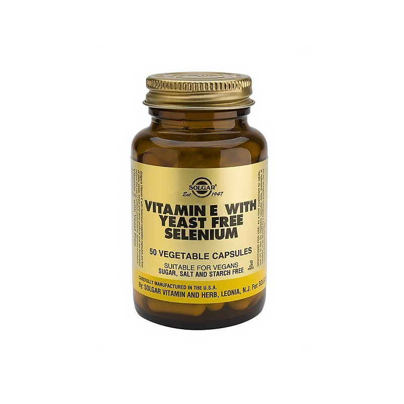 Solgar Vit E & Selenium Γυάλινο φιαλίδιο, 50 veg. caps Healthspot Overespa