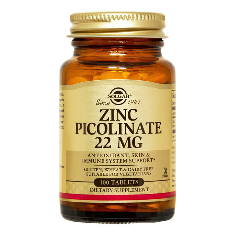 Solgar Zinc Picolinate 22mg Ψευδάργυρος σε πικολινική μορφή,Tabs 100s Healthspot Overespa