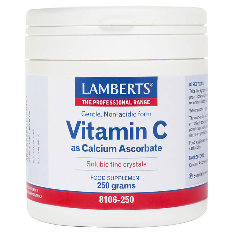 lamberts Calcium Ascorbate Ενίσχυση του ανοσοποιητικού συστήματος, 250gr Healthspot Overespa