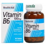 health aid Vit B6 100 mg, 90 Tabs Ταμπλέτες για τις δερματικές ανωμαλίες Healthspot Overespa